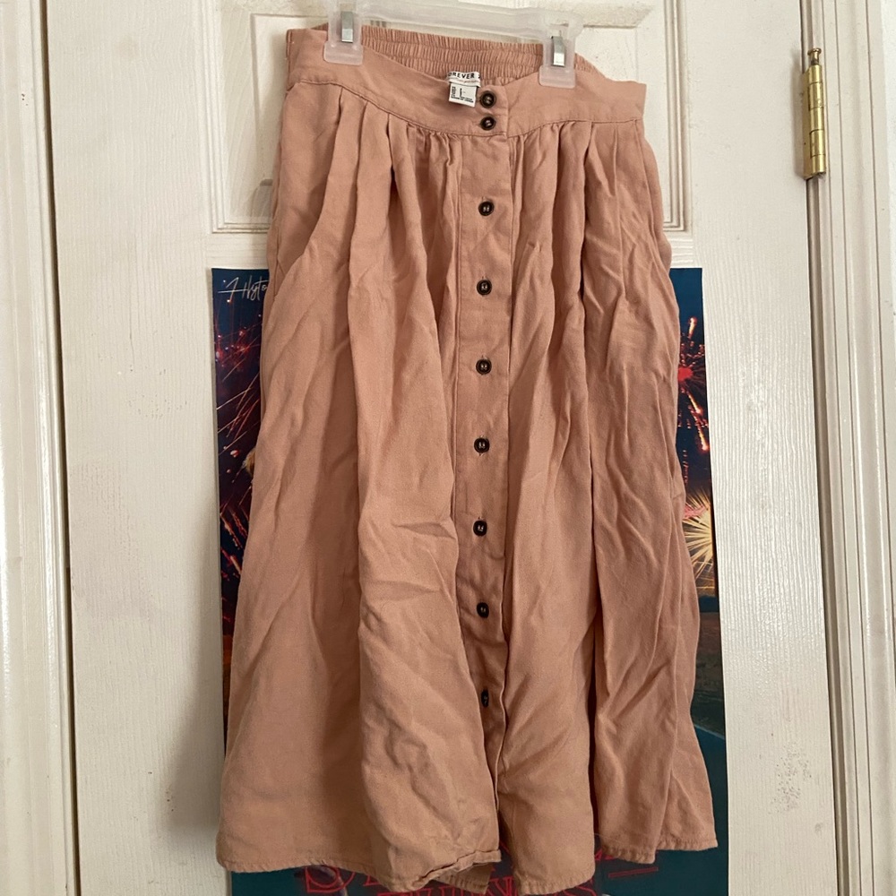 muted pink maxi skirt
